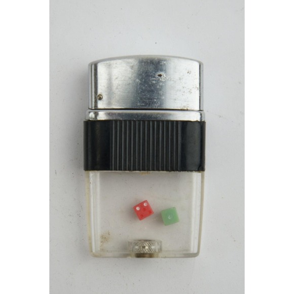 The Unbranded Brand Other - Japan Vintage Dice Pocket Gambler Lighter Silver Black Clear Novelty Fair